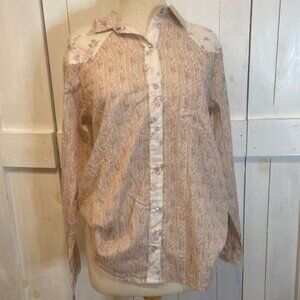 NWT Free People Antique Combo Pink Western Button Down